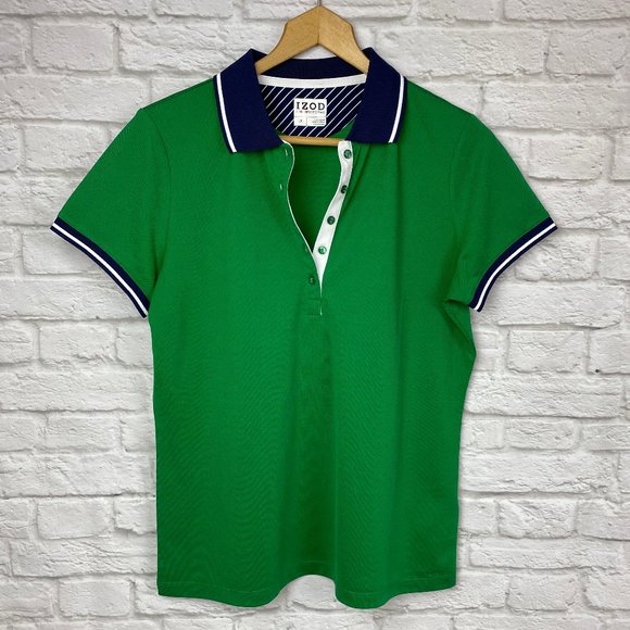 IZOD PerformX Green/blue polo shirt size L - Picture 1 of 5